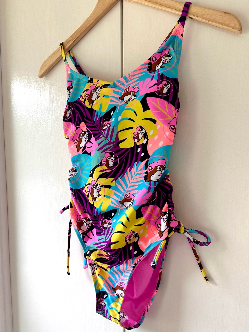 Women’s One-Piece Buc-ee’s Swim Suit - Bright Multi Floral Print - Picture 2 of 6